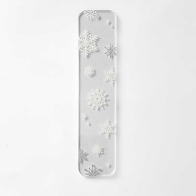 White Acrylic Bookmark with Snowflakes