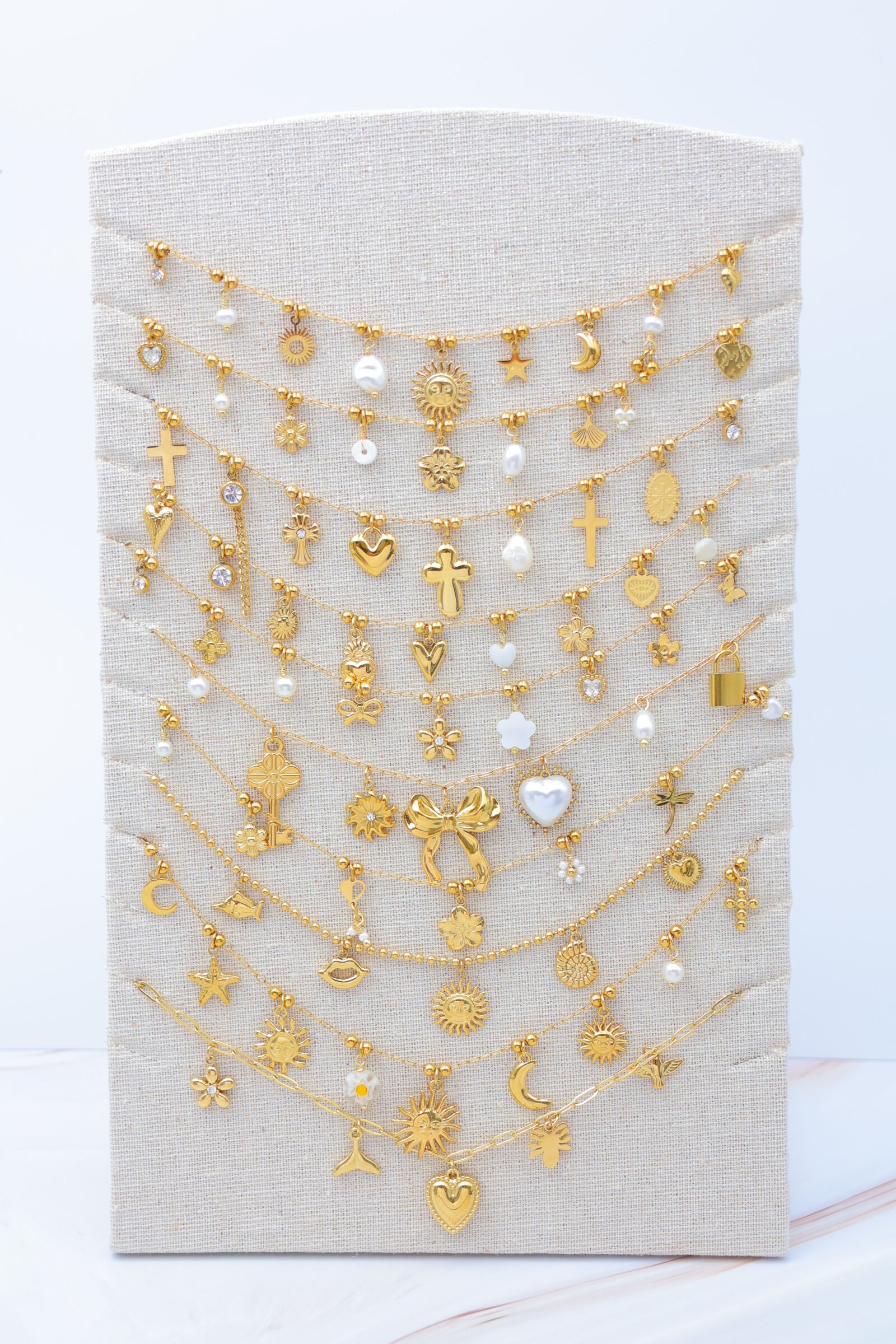 Set mit 10 Edelstahlketten mit Display - PR-COLLIER68