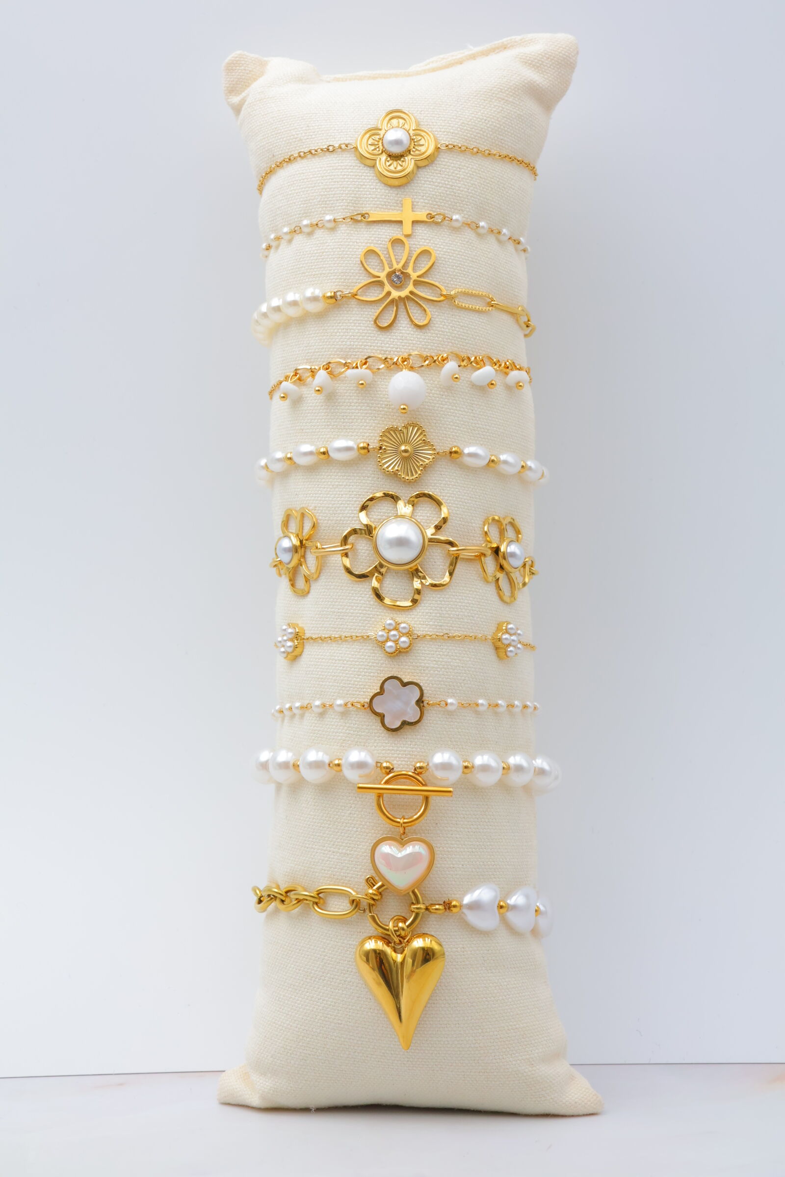 10er-Pack Edelstahlarmbänder mit Kissen - C-BRACELET90