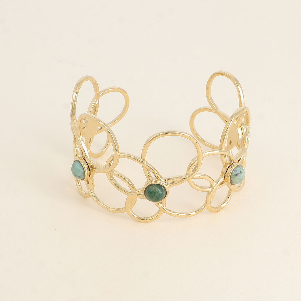 Cuff - 5 openwork floral patterns and natural stones