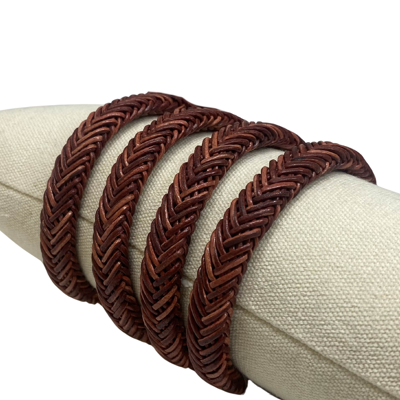 Cordons en cuir tressés en spirale - 11x6mm - vintage cognec