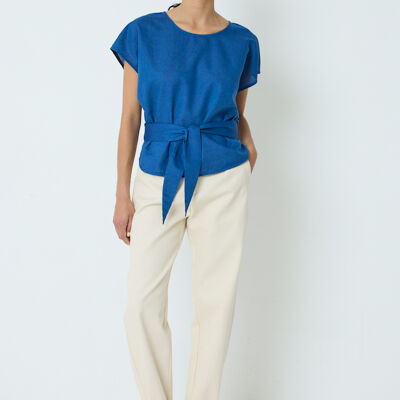 P05 Pantaloni in denim viola beige
