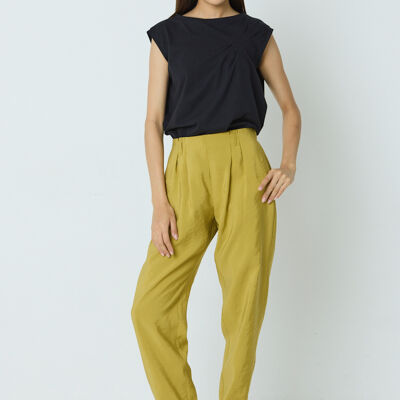 P06 Pantaloni color peltro dorato