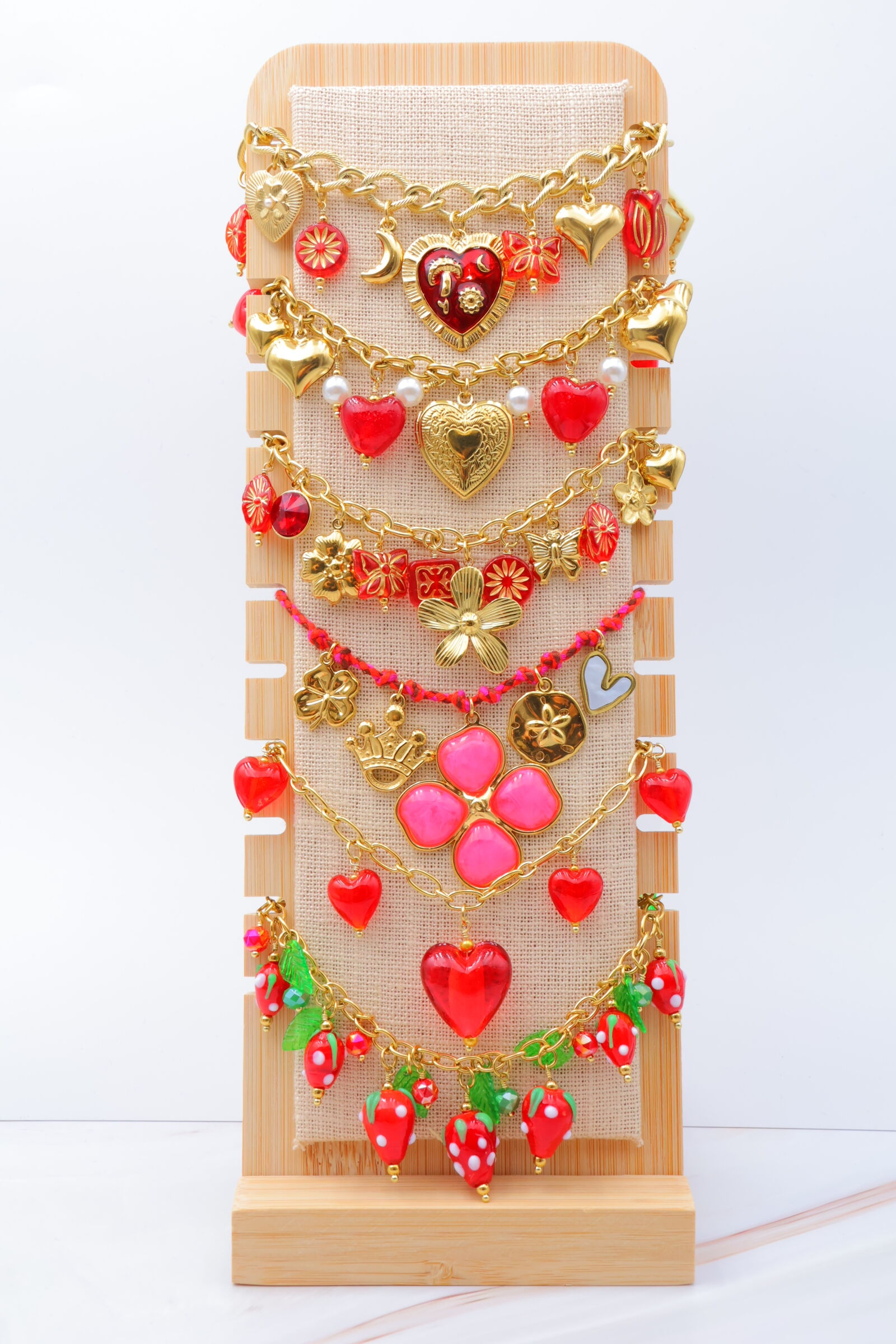 Set di 6 collane in acciaio inossidabile con espositore - PR-COLLIER71