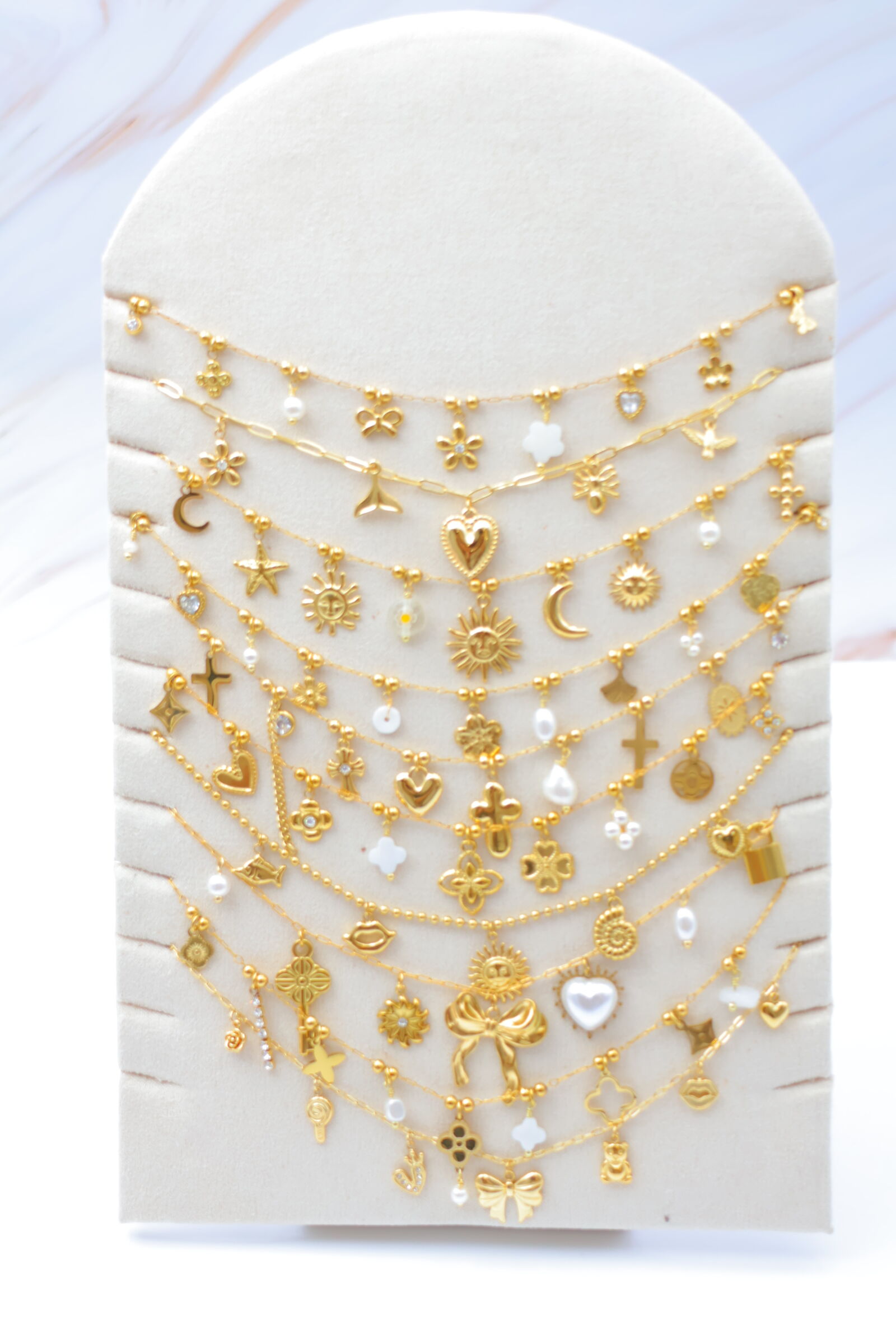 Set mit 10 Edelstahlketten mit Display - PR-COLLIER73
