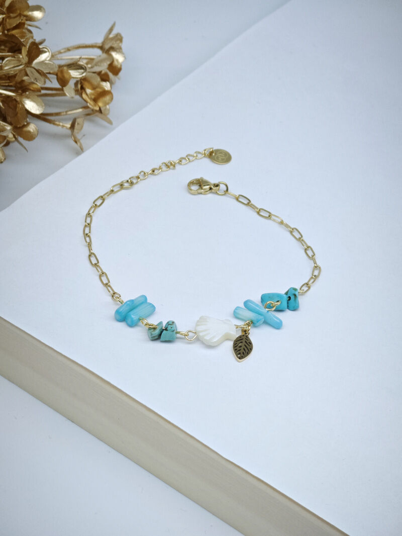 Edelstahl-Blatt- und Muschelgliederarmband - A255