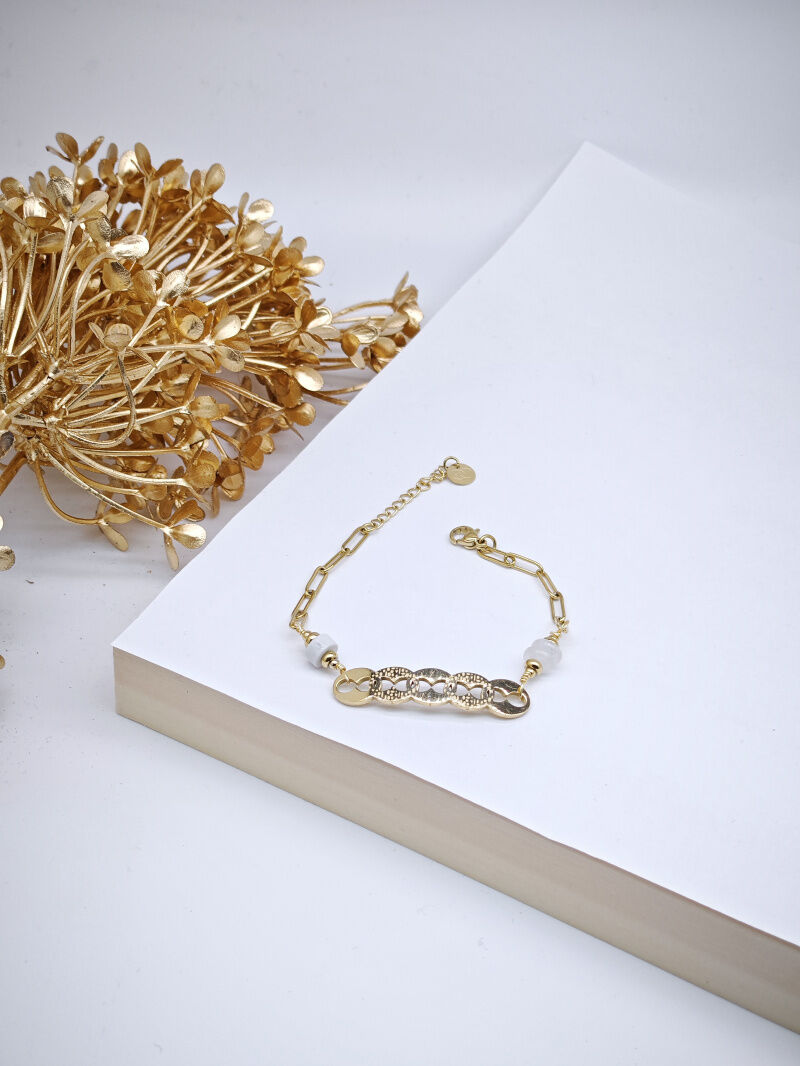 Edelstahl-Perlenkettenarmband - A256