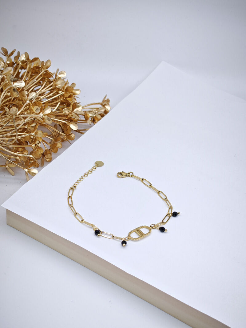 Edelstahl-Perlen-Gliederarmband - A257