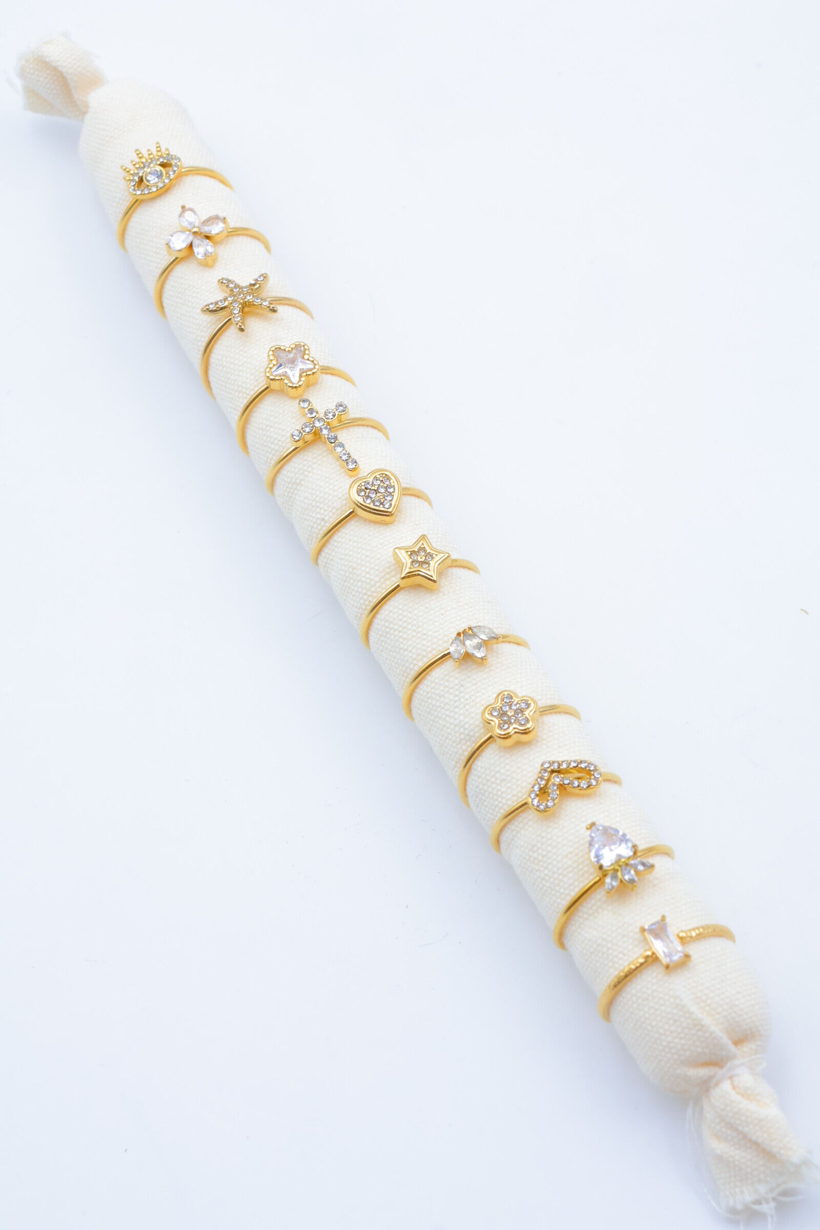 Lot de 12 bagues ajustables en acier inoxydable - Coussin inclus - COUSSIN-BAGUE12-09