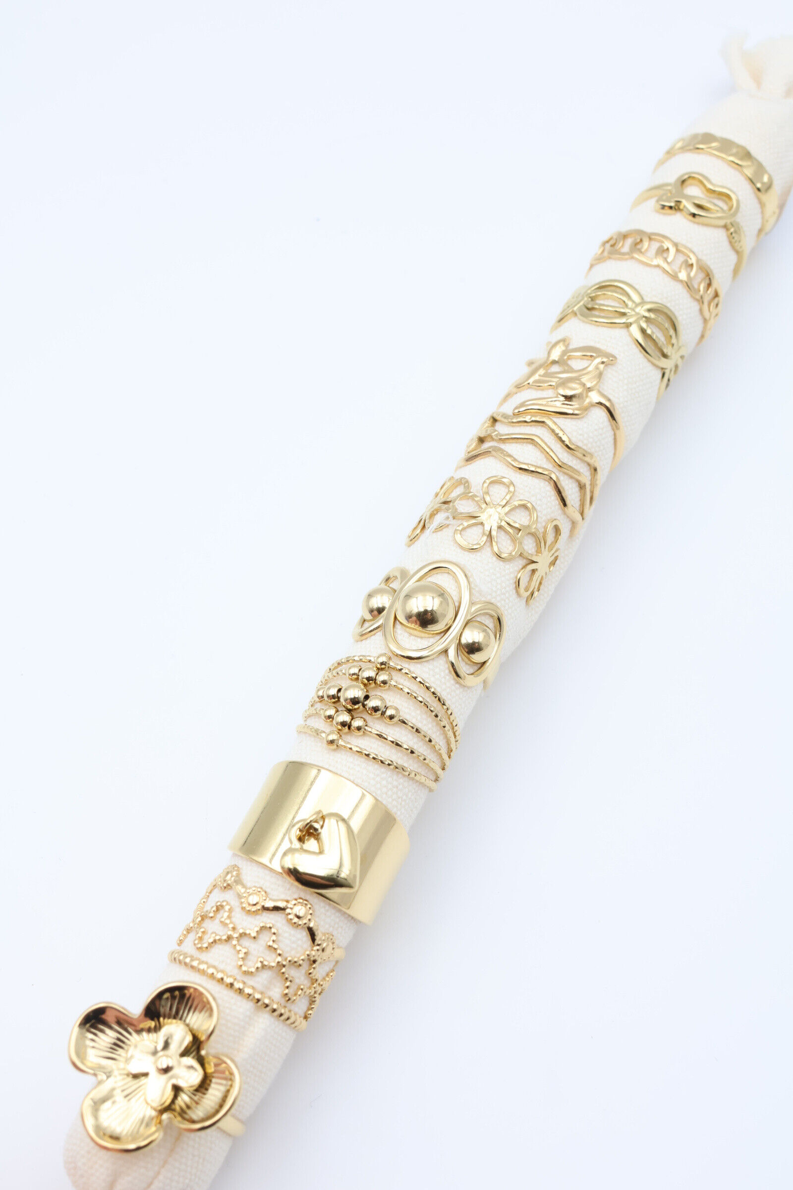 Set mit 12 verstellbaren Edelstahlringen - Kissen inklusive - CUSHION-RING12-18