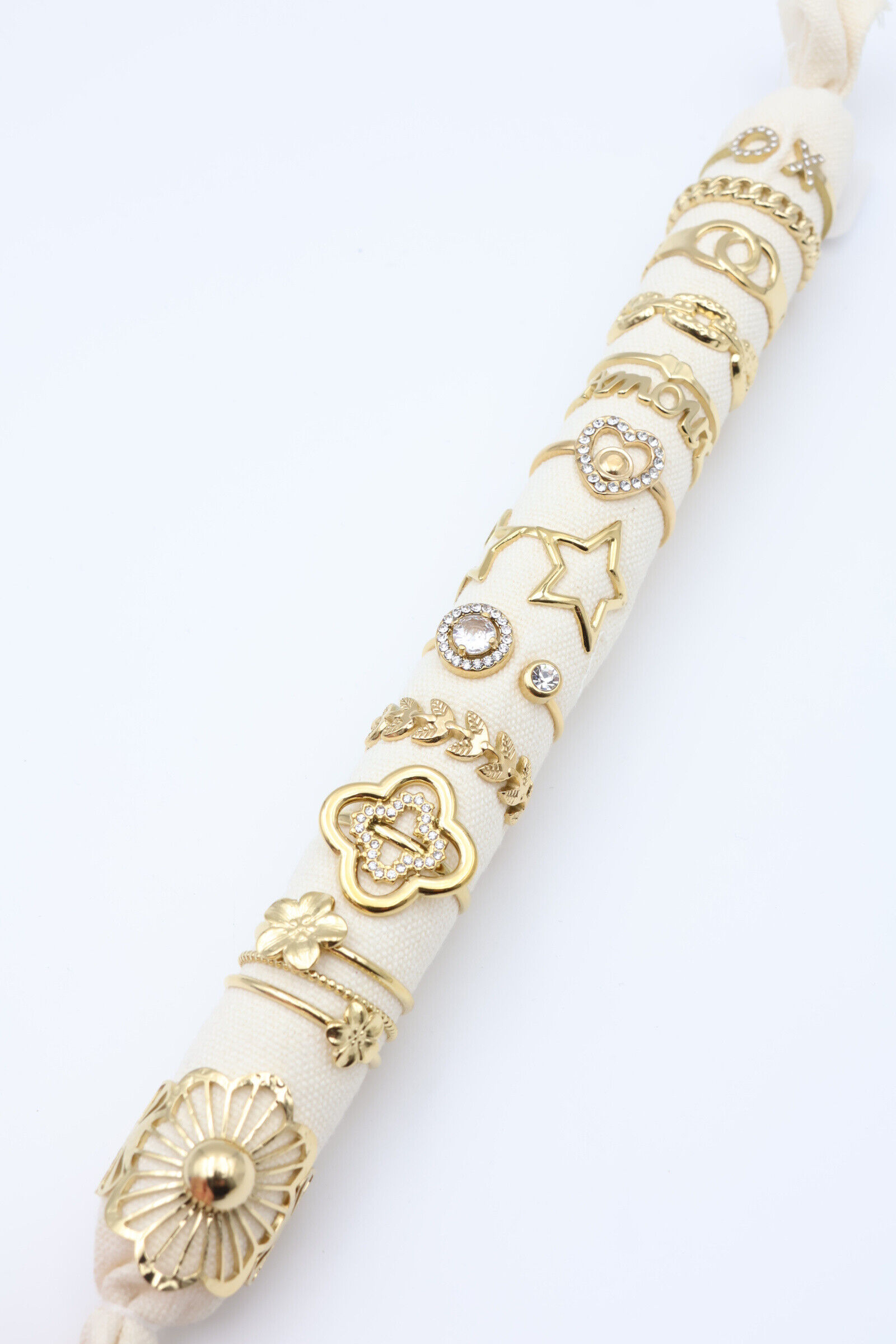 Set mit 12 verstellbaren Edelstahlringen - Kissen inklusive - COUSSIN-BAGUE12-19