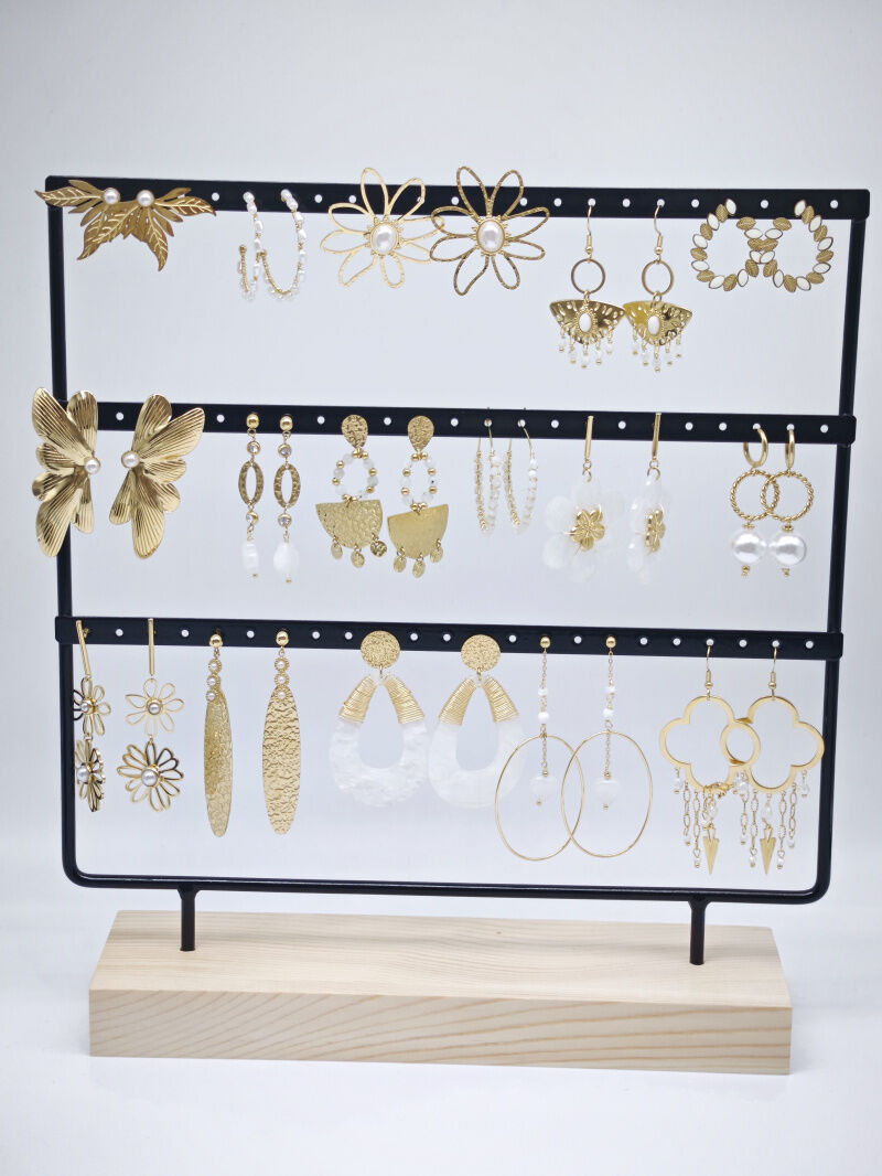 Set mit 16 Edelstahlohrringen mit Präsentationsständer - PR4