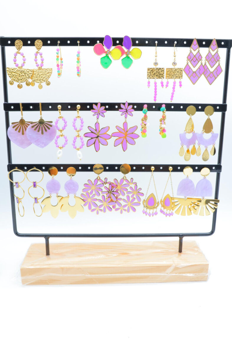 Set mit 15 Ohrringen aus Edelstahl mit Präsentationsständer - PR8