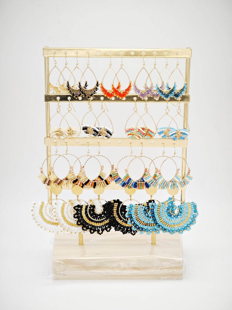 Set mit 16 Edelstahlohrringen mit Präsentationsständer - PR20