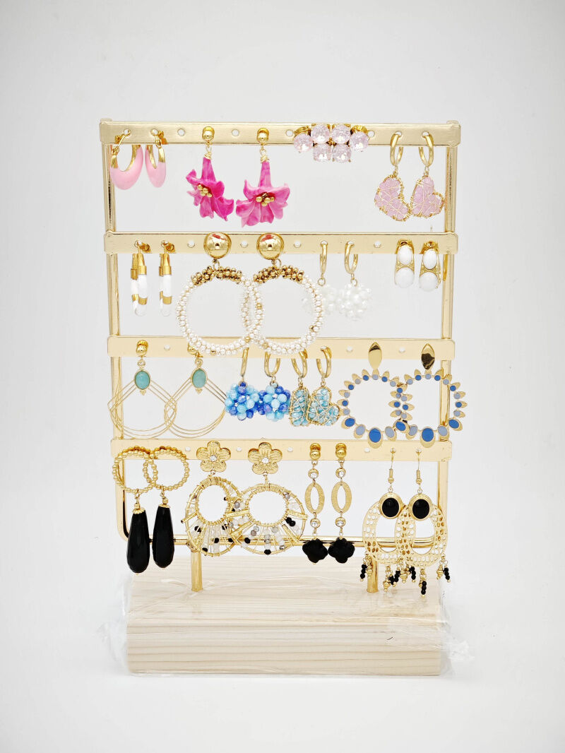 Set mit 16 Ohrringen aus Edelstahl mit Präsentationsständer - PR22