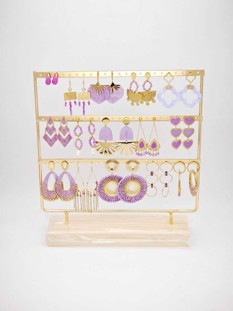 Set di 15 orecchini in acciaio inossidabile con espositore - PR39