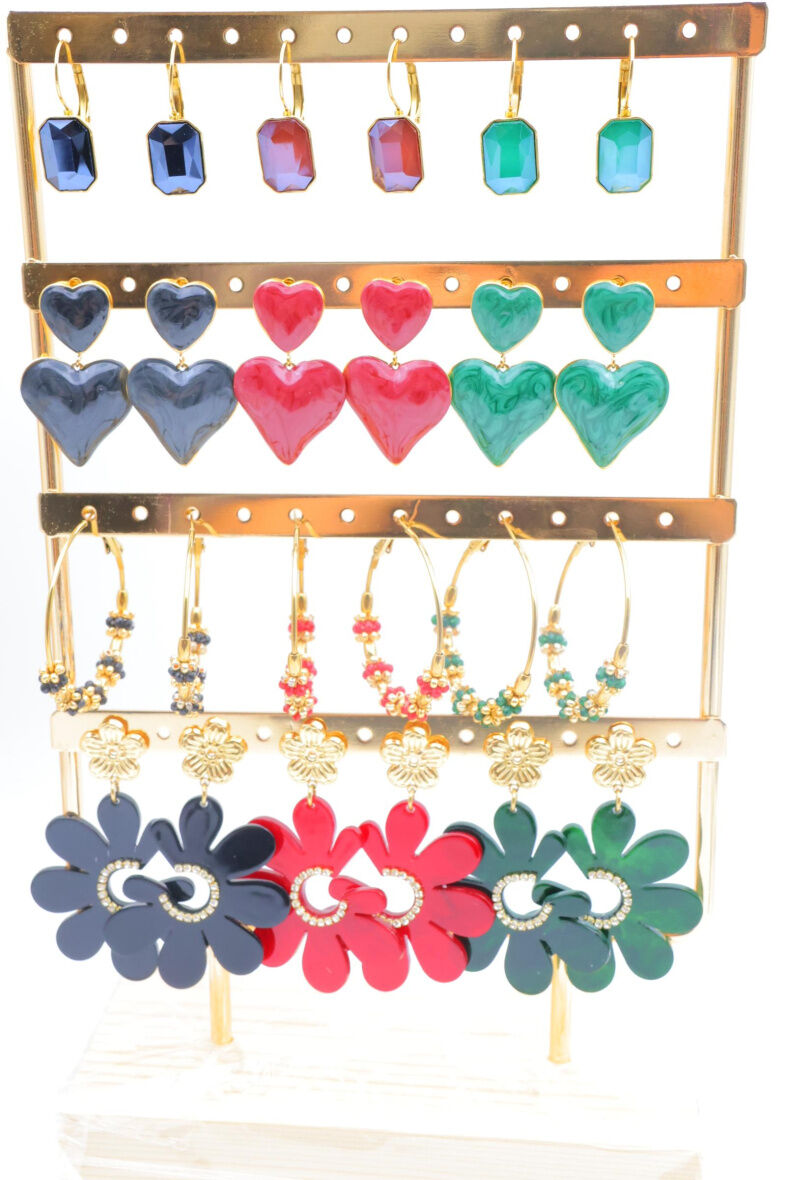 Lot de 12 boucles d'oreilles avec présentoir - PR67