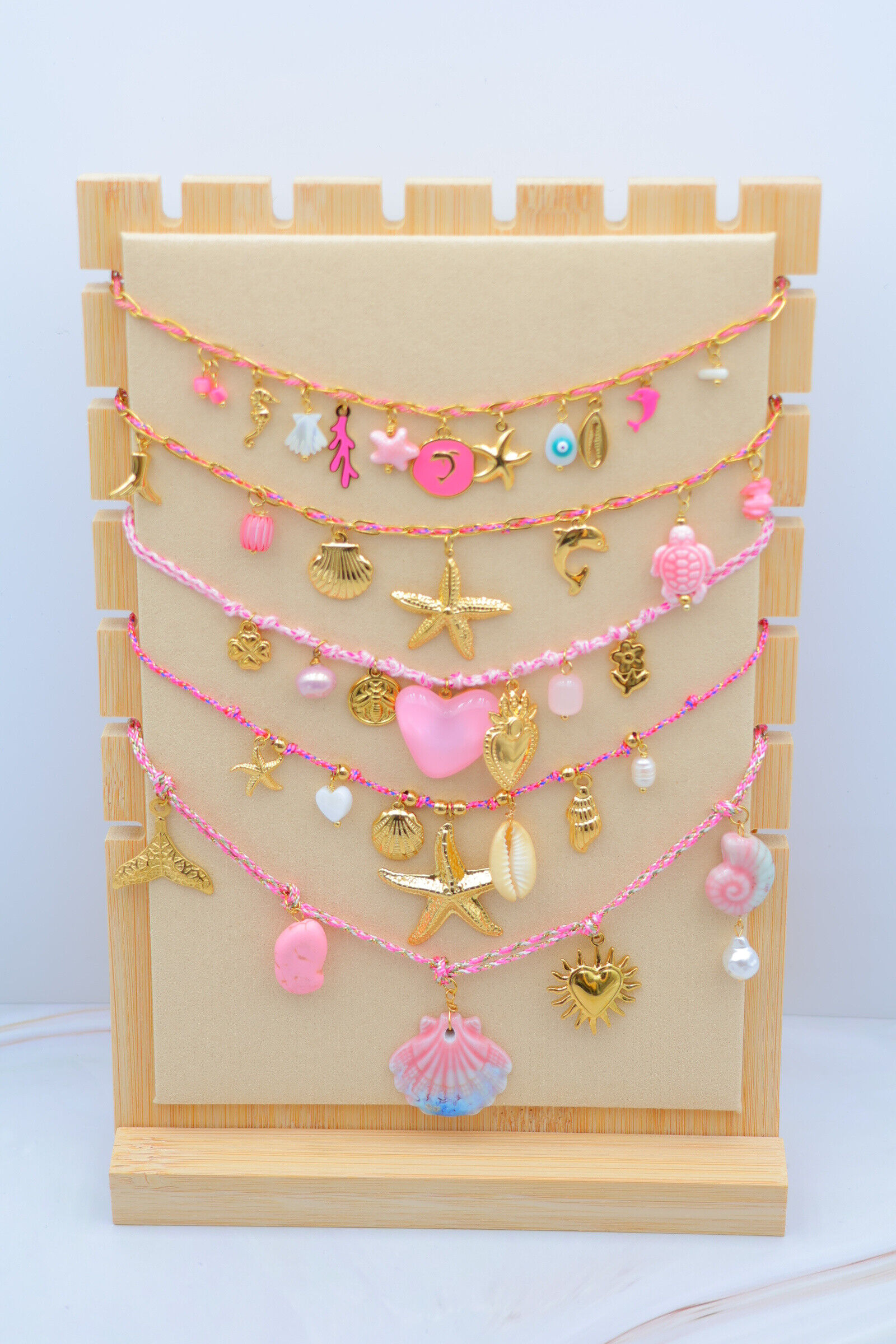 Set aus 5 Edelstahlketten mit Display - PR-COLLIER46