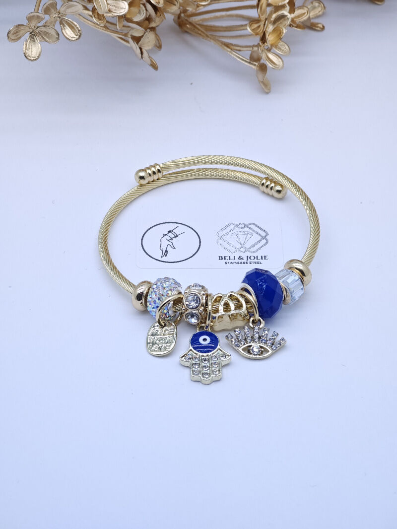 Bracelet rigide à charms en métal - PT4