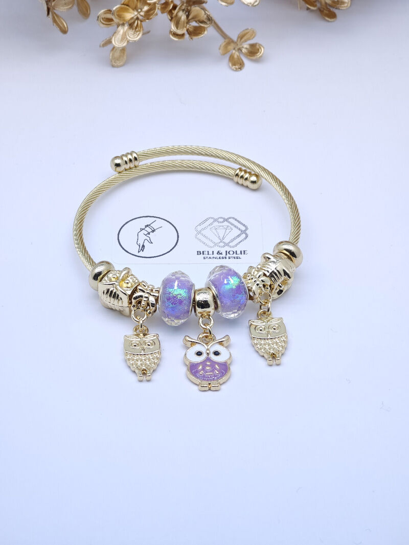 Bracelet rigide à charms en métal - PT8