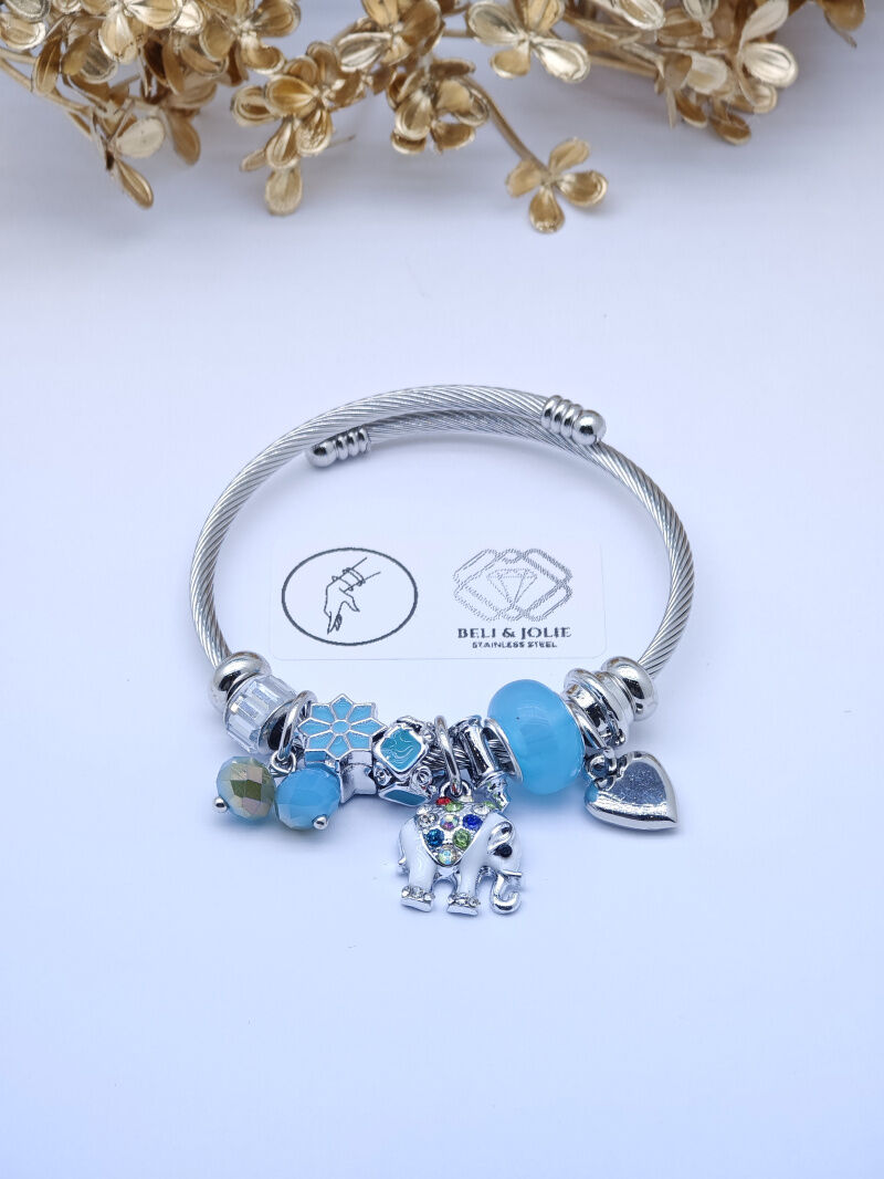 Bracelet rigide à charms en métal - PT9