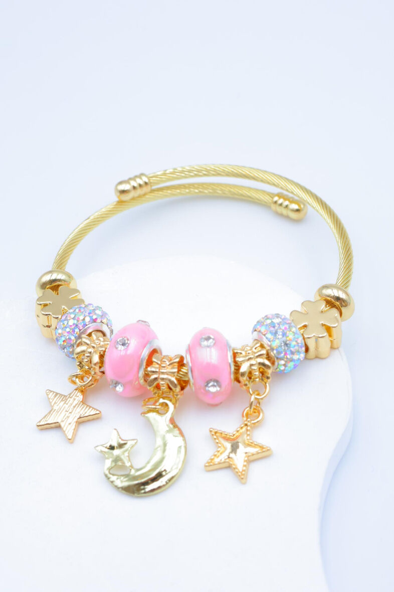 Bracelet rigide à charms en métal - PT10