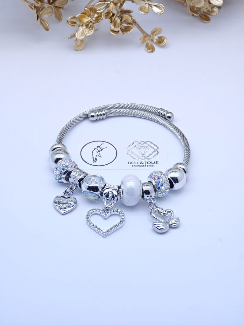 Bracelet rigide à charms en métal - PT11