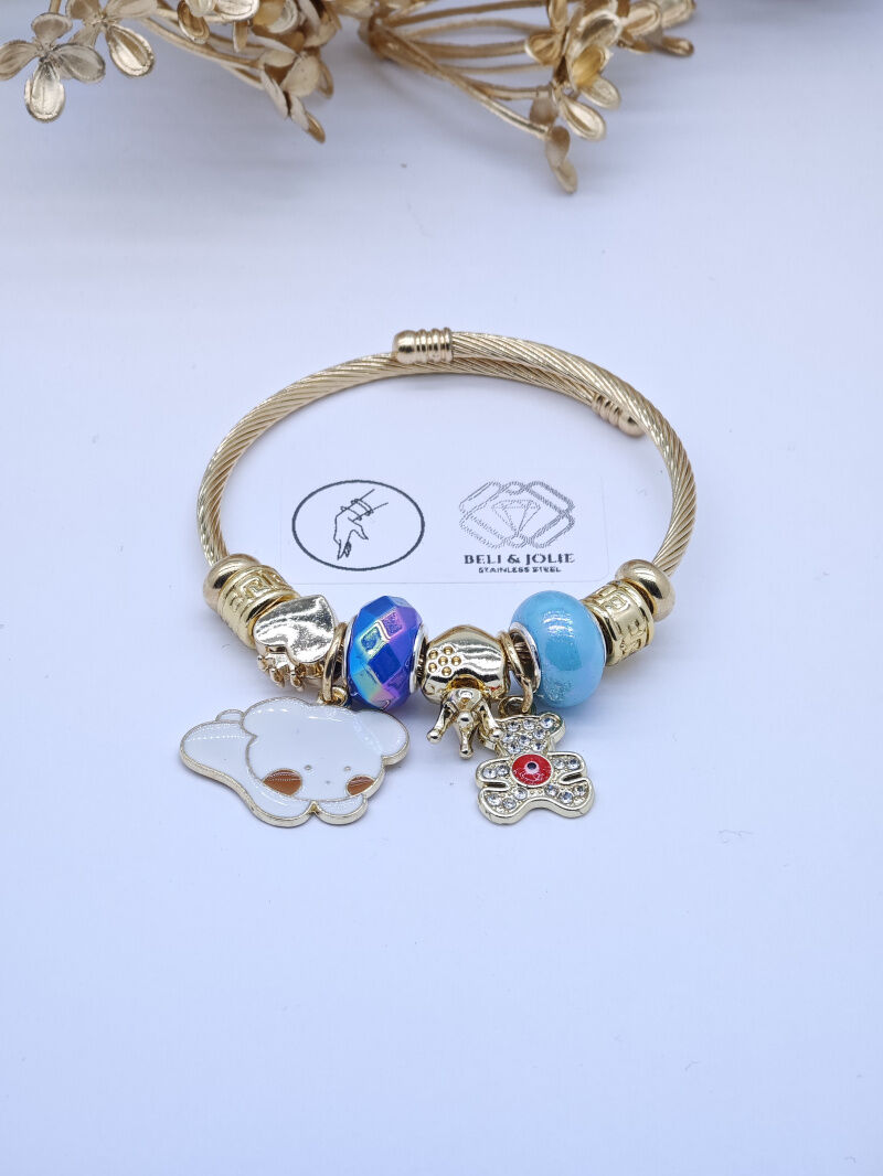 Bracelet rigide à charms en métal - PT14