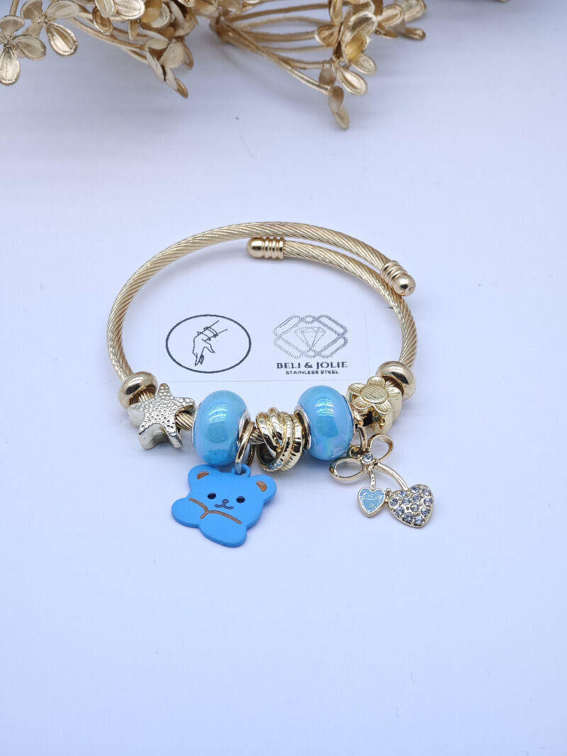 Bracelet rigide à charms en métal - PT15