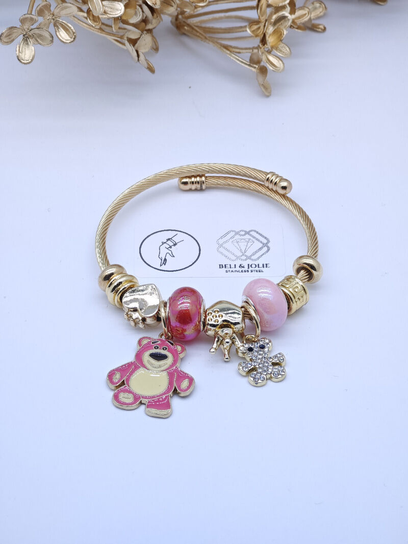 Bracelet rigide à charms en métal - PT16