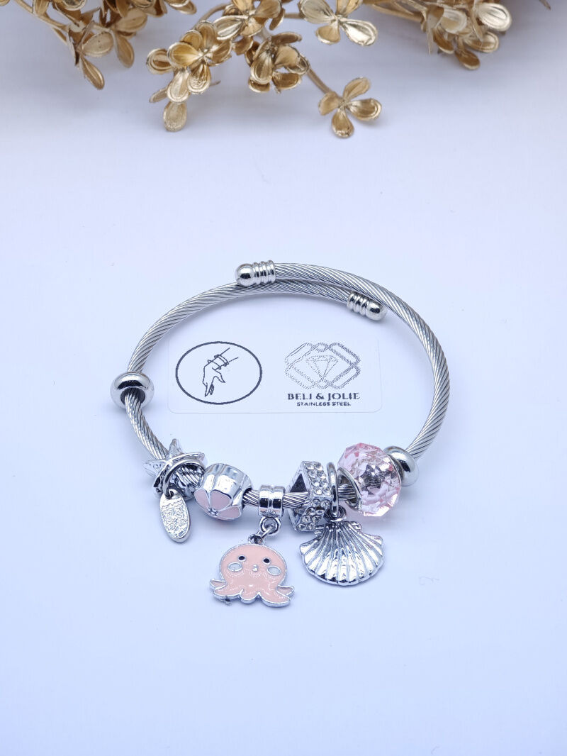 Bracelet rigide à charms en métal - PT19