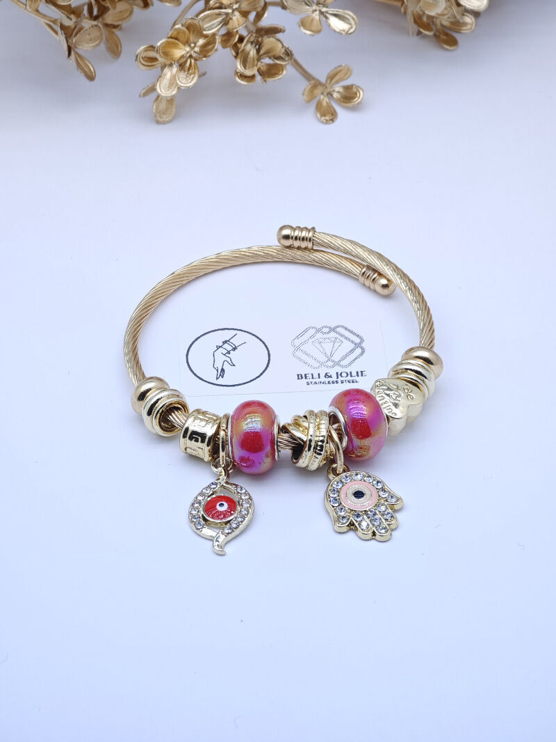 Bracelet rigide à charms en métal - PT22