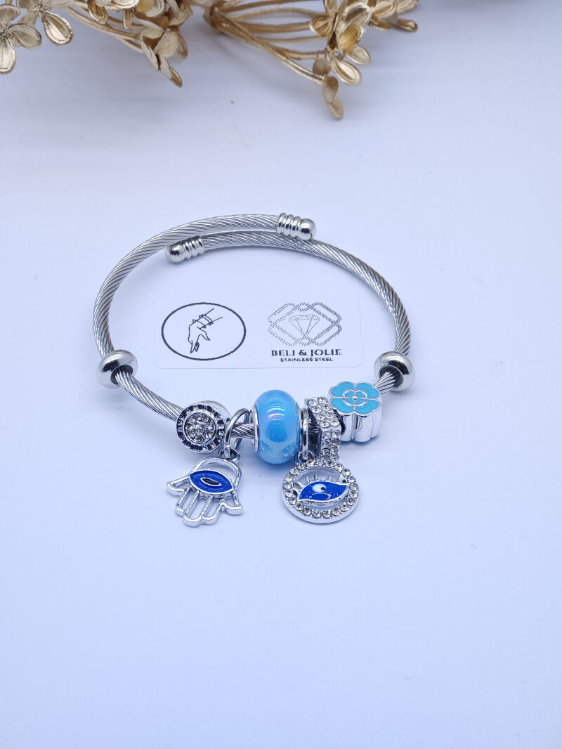 Bracelet rigide à charms en métal - PT24