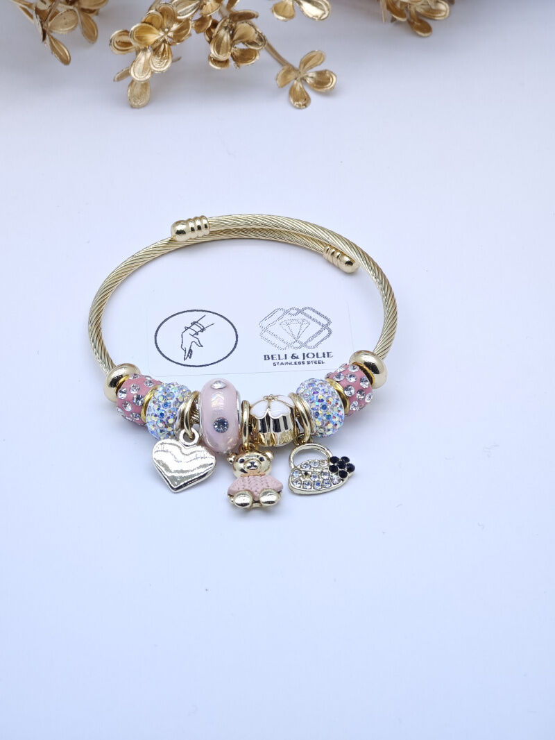 Bracelet rigide à charms en métal - PT25