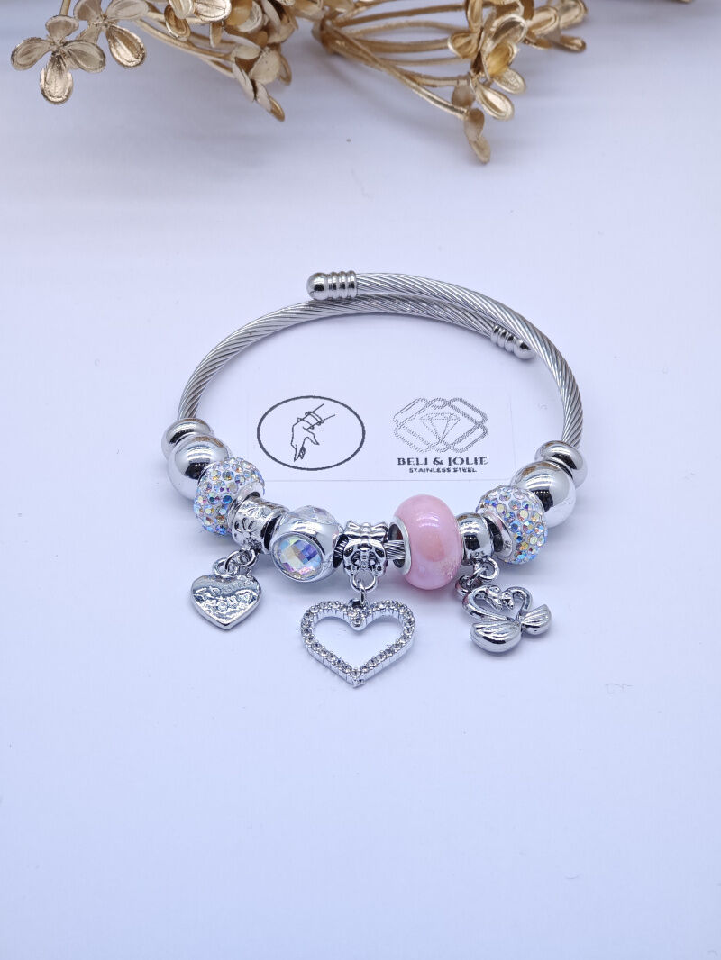 Bracelet rigide à charms en métal - PT27