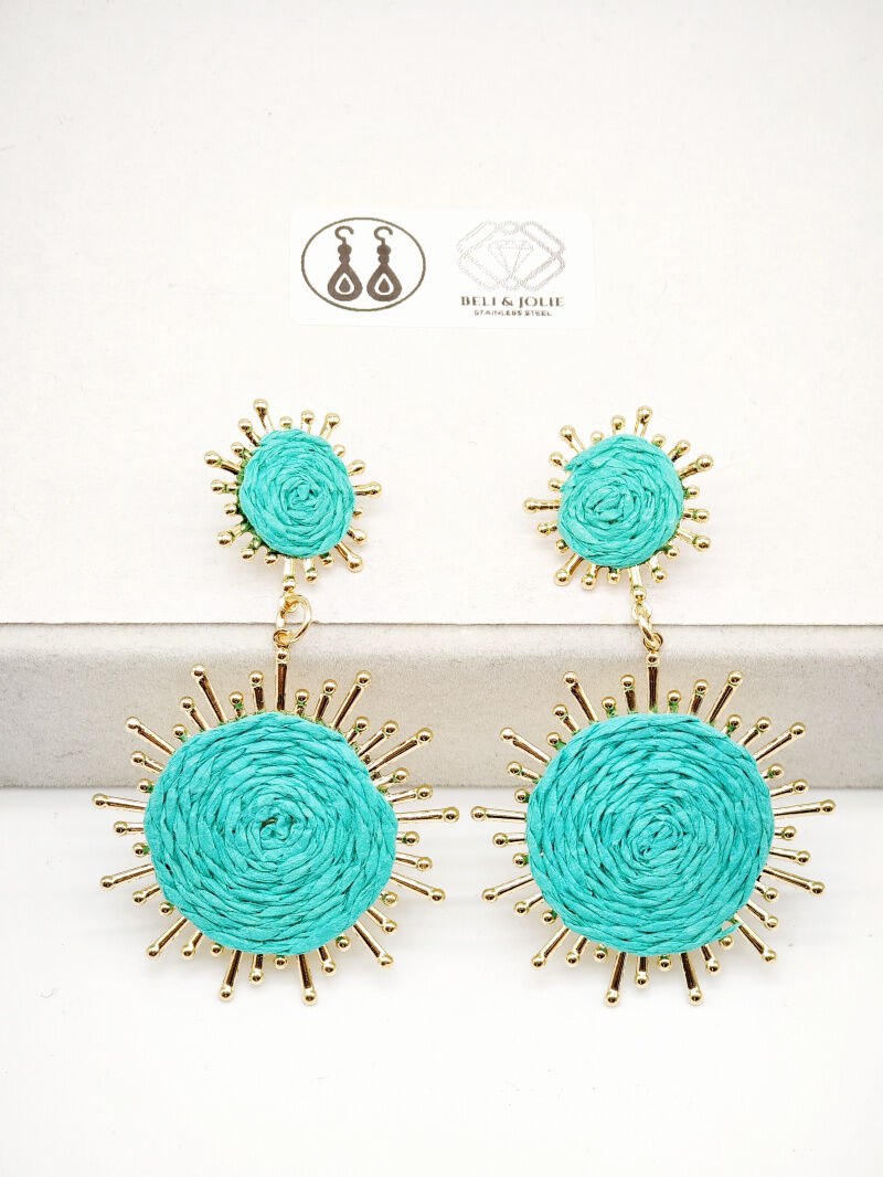 Ohrringe aus Bast und Metall - R01