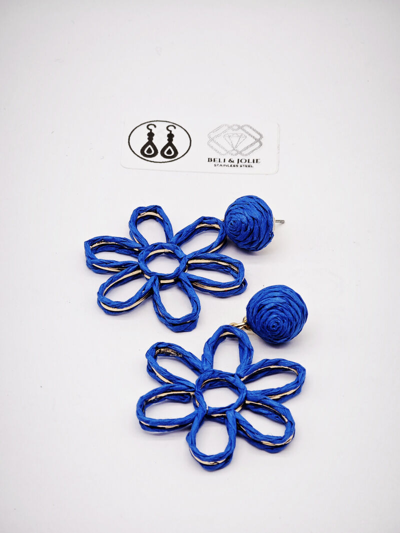 Ohrringe aus Bast und Metall - R06