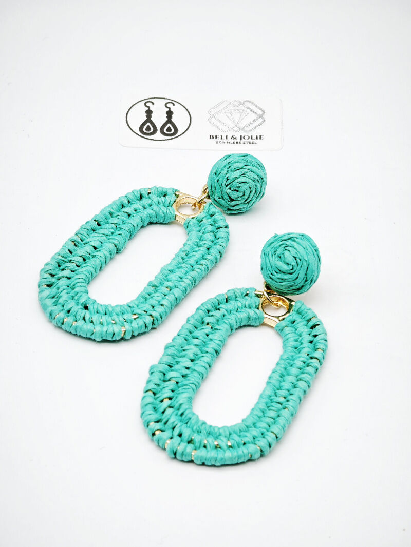 Ohrringe aus Bast und Metall - R08