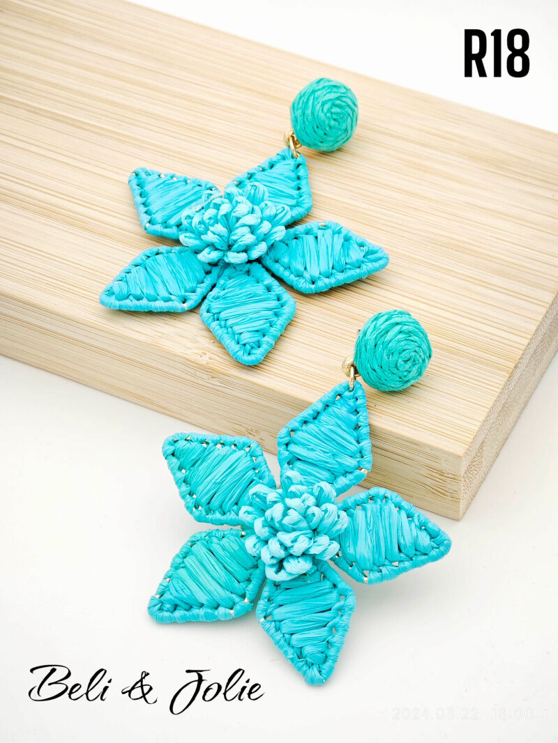 Boucles d'oreilles en raphia et métal - R18