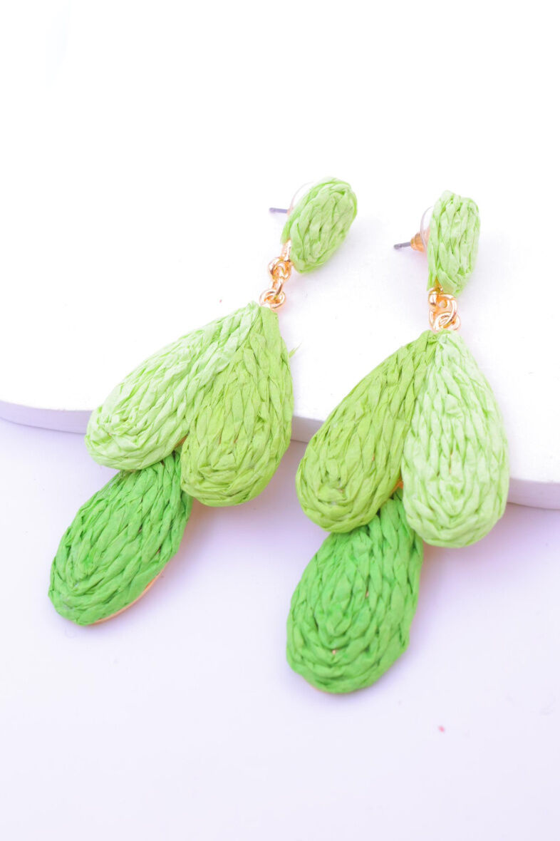 Pendientes de rafia y metal - R102