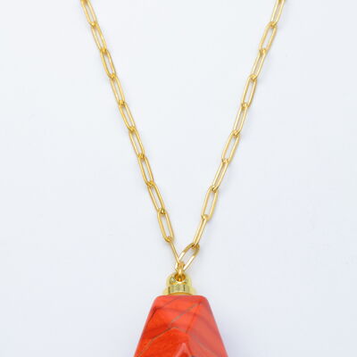 Collier en acier inoxydable avec pendentif en pierre naturelle - BL251