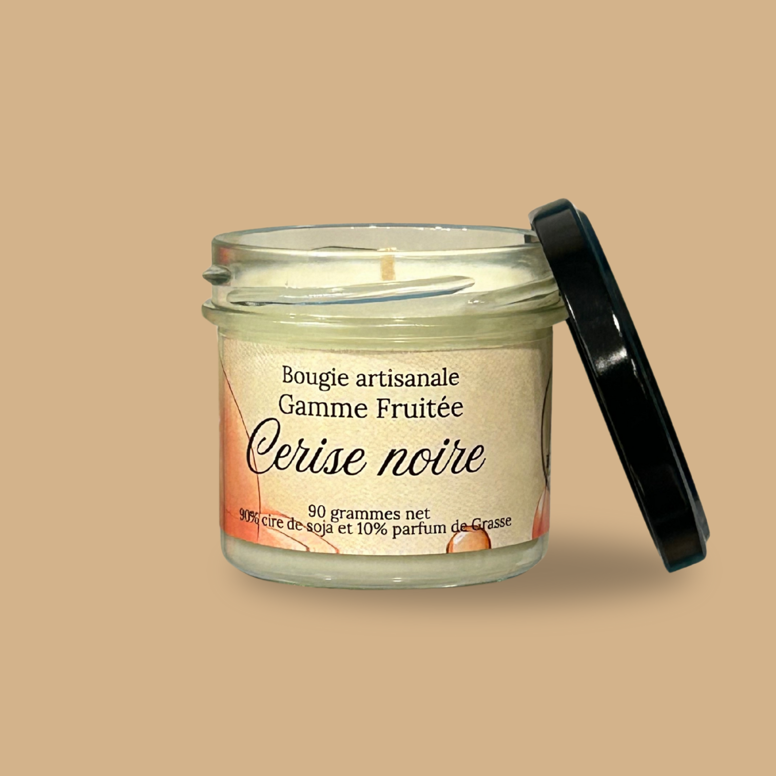 Vela hecha a mano con aroma a cereza negra