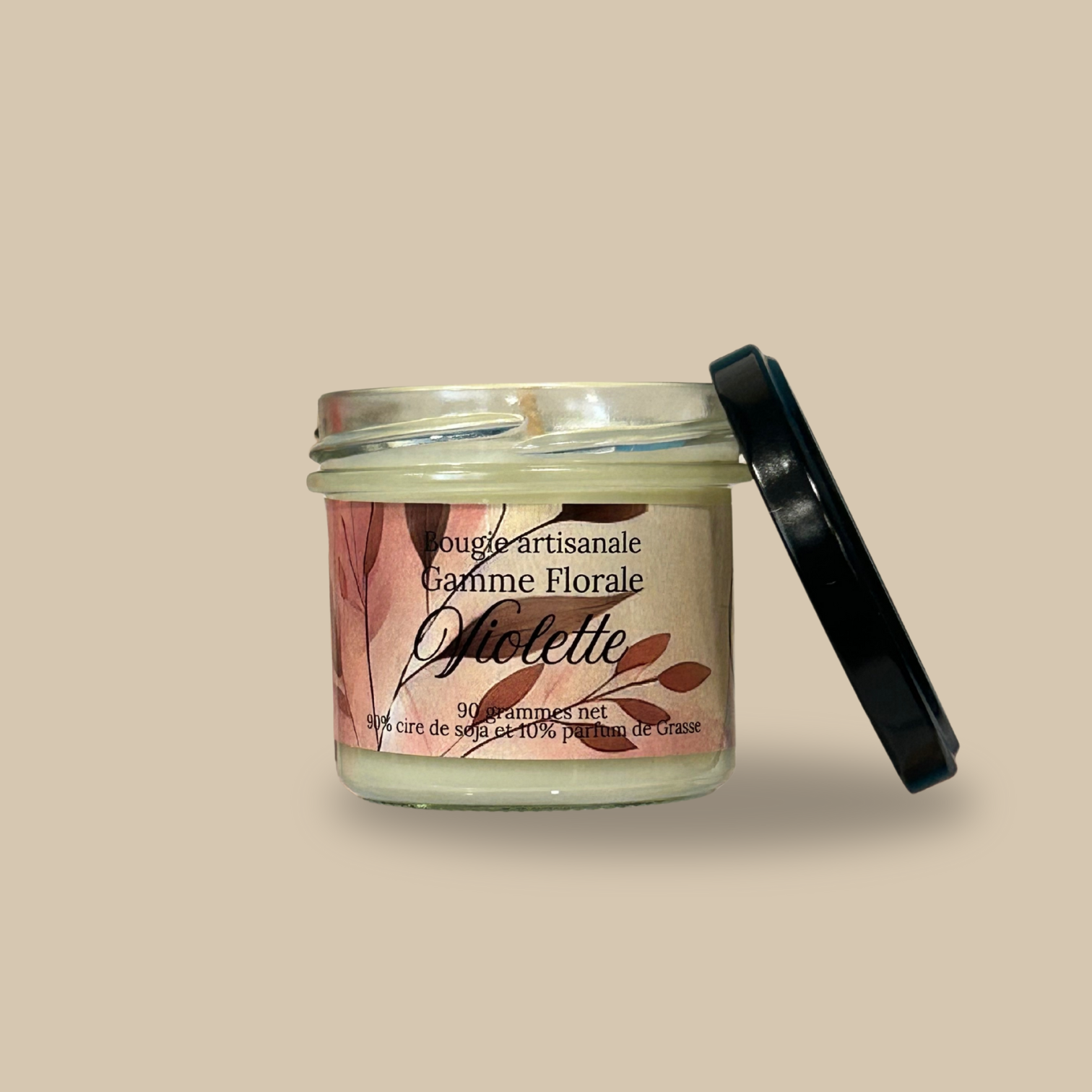 Vela hecha a mano con aroma a Violeta