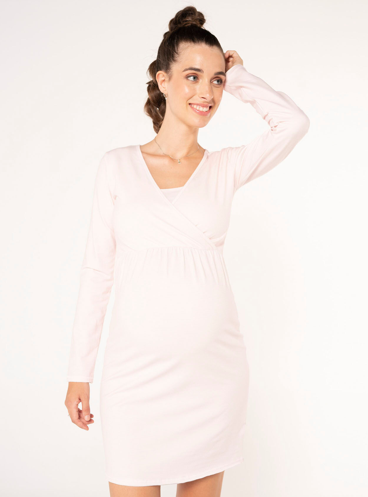 Camicia da notte a righe con scollo incrociato