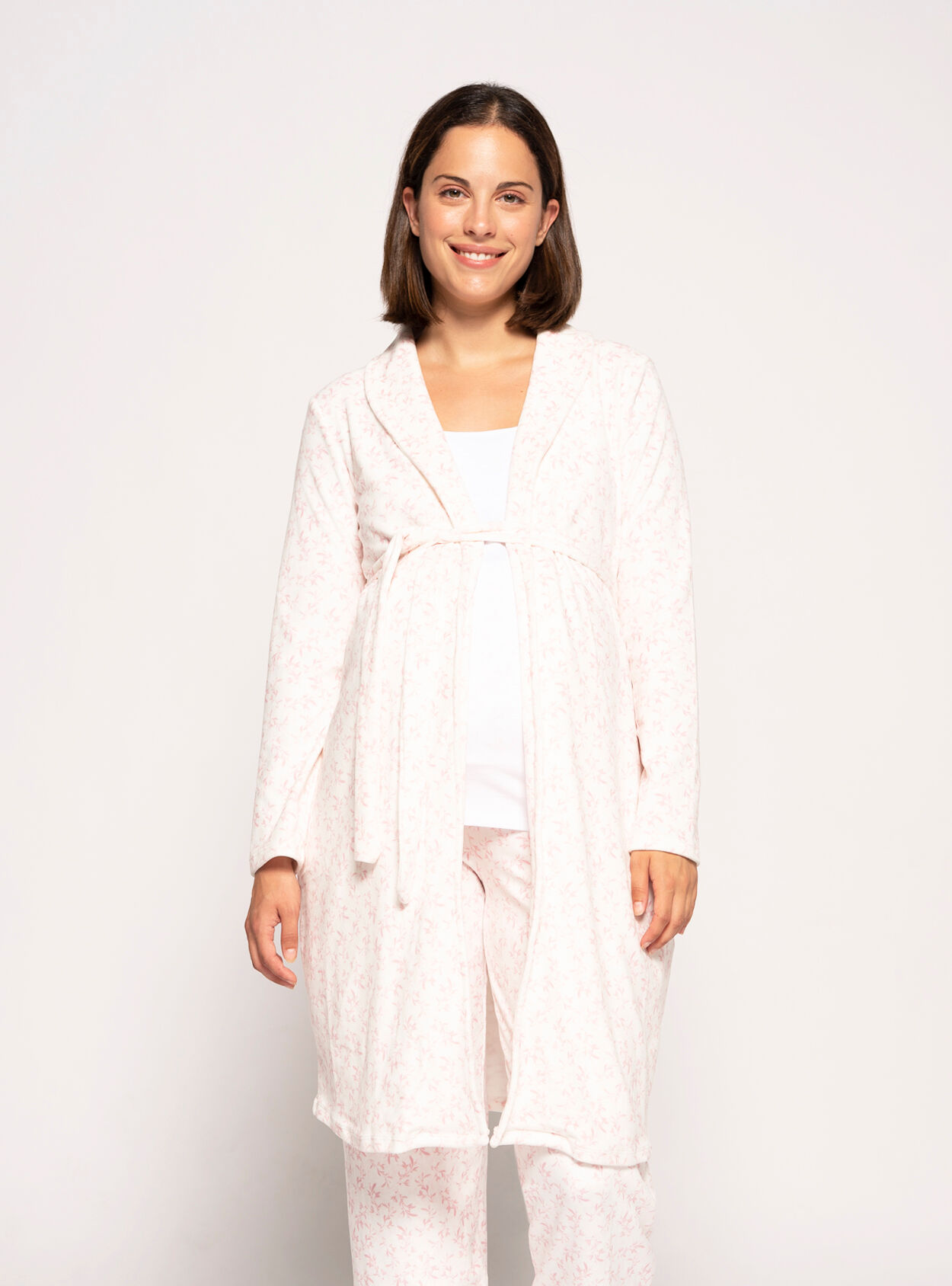 Vestaglia in velluto con stampa floreale