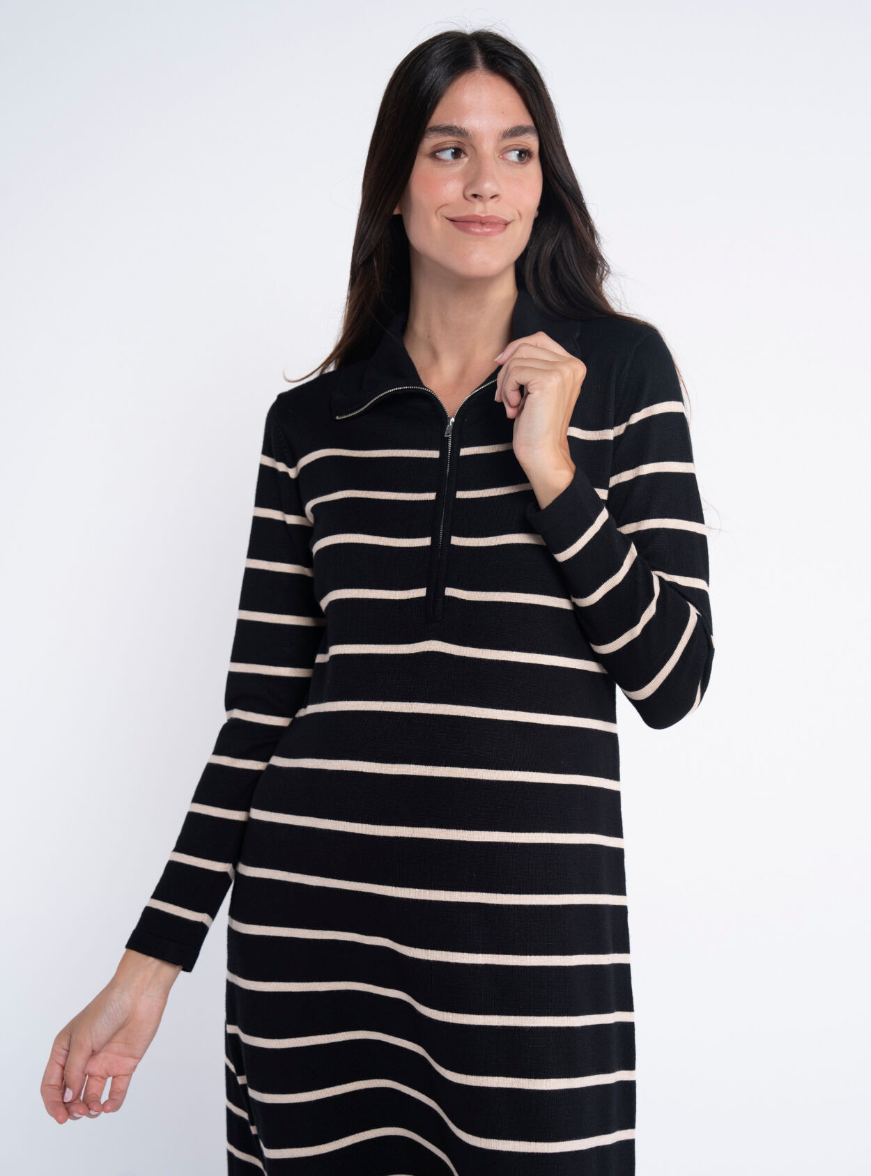 Abito in maglia svasata a righe