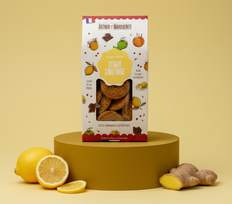 Süße Kekse mit Ingwer- und Zitronengeschmack - 130g Beutel