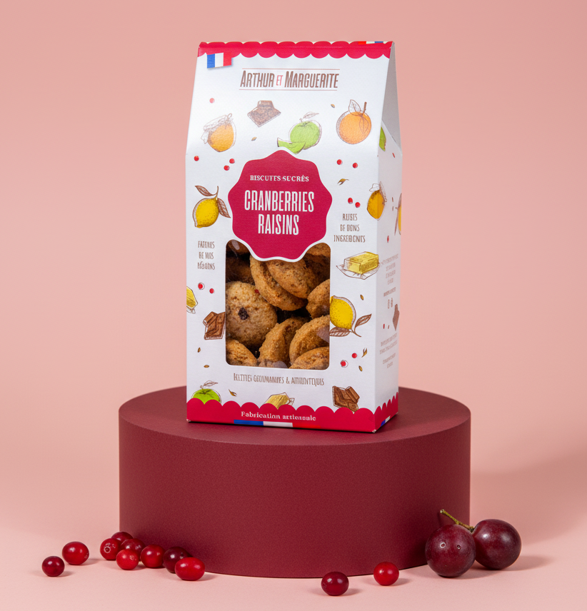 Süße Kekse mit Preiselbeeren und Rosinen - 130g Beutel