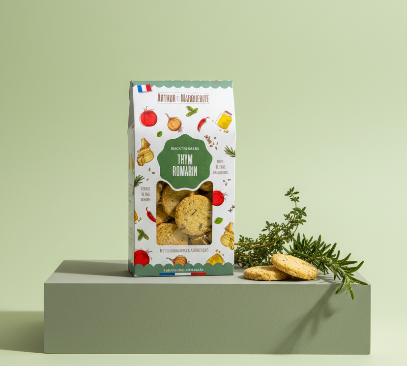 Biscotti per aperitivo al gusto di timo e rosmarino - Confezione da 110 g