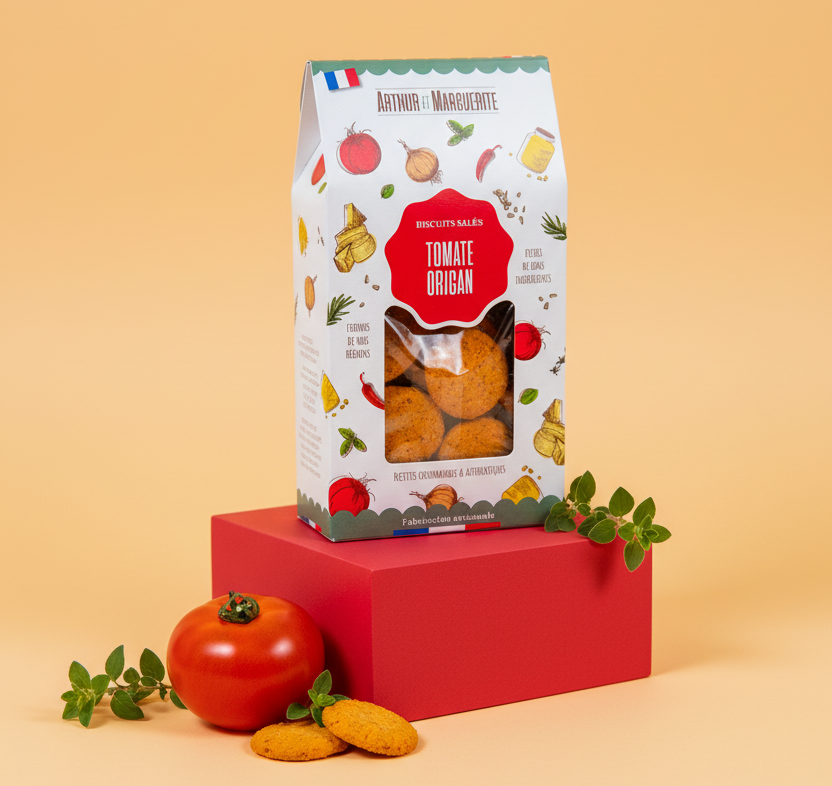 Biscotti per aperitivo al gusto di pomodoro e origano - Confezione da 110 g